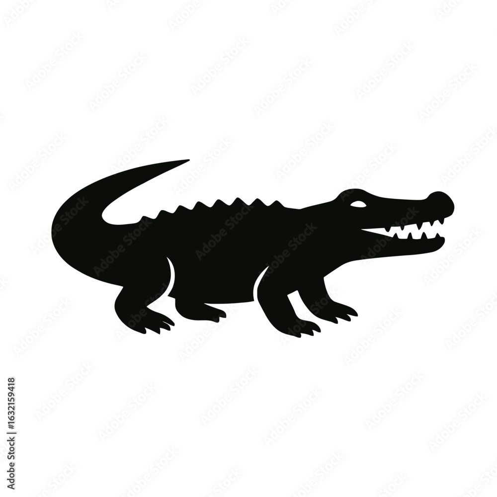 Fototapeta premium very simple flat and single minimalist Crocodile Silhouettes in black on a white background