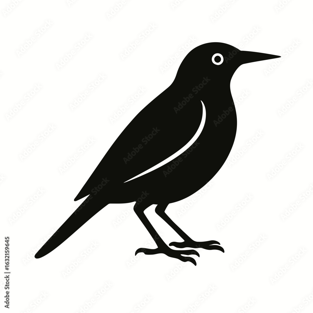 Obraz premium very simple flat and single minimalist Eastern Meadowlark Silhouettes in black on a white background