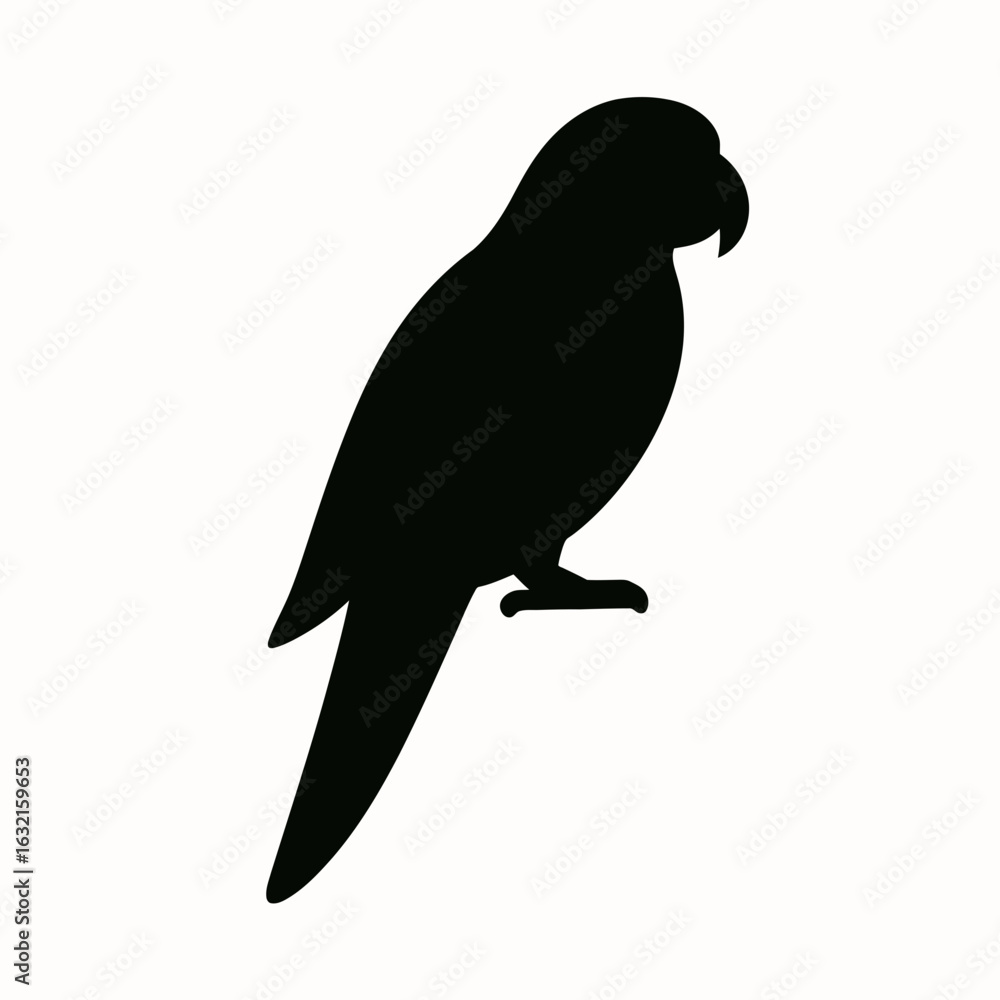 Fototapeta premium very simple flat and single minimalist Parrot Silhouettes in black on a white background