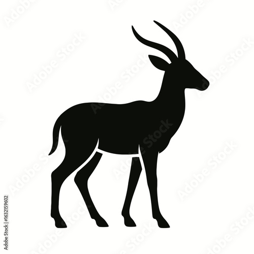 very simple flat and single minimalist Antelope Silhouettes in black on a white background