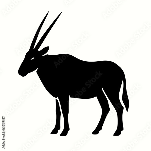 very simple flat and single minimalist Oryx Silhouettes in black on a white background