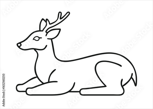A charming illustration of a gentle deer resting peacefully within a beautifully depicted farm sty surrounded by natural elements isolated on white background