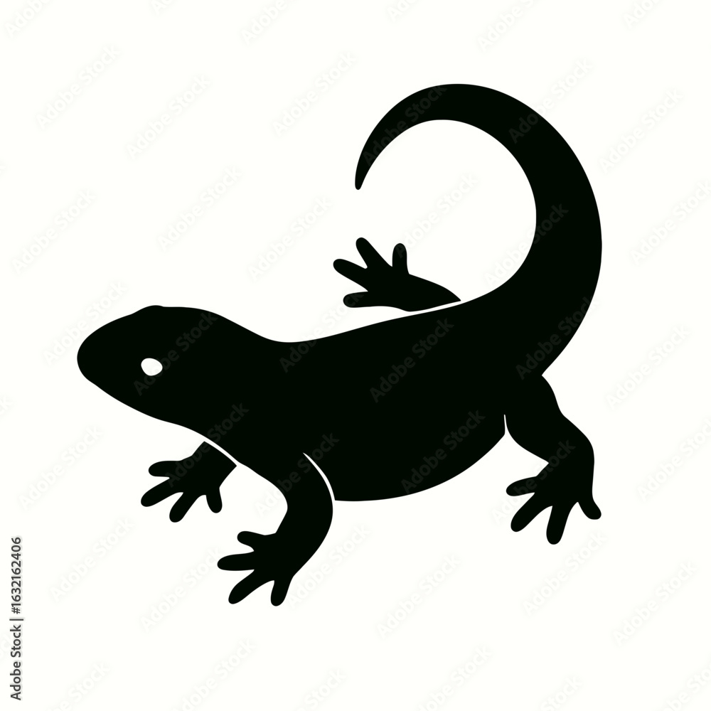 Naklejka premium very simple flat and single minimalist Giant Salamander Silhouettes in black on a white background