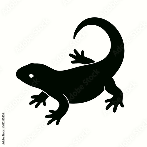 very simple flat and single minimalist Giant Salamander Silhouettes in black on a white background