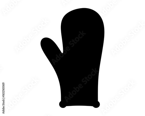 Isolated black oven mitt icon on white background ideal for cooking