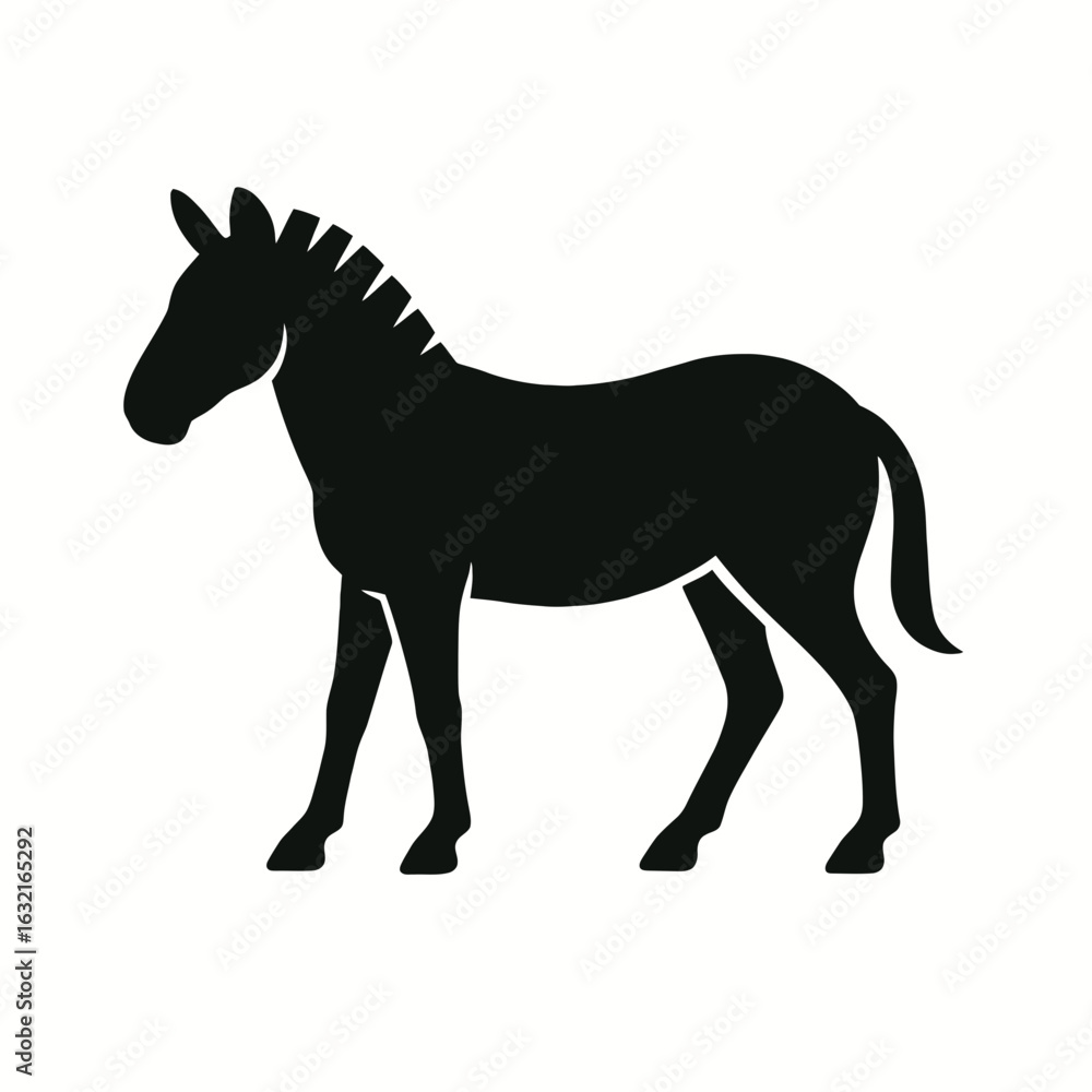 Fototapeta premium very simple flat and single minimalist Zebra Silhouettes in black on a white background