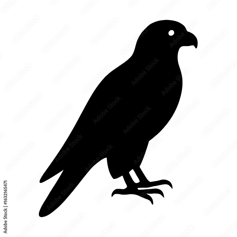 Fototapeta premium very simple flat and single minimalist Peregrine Falcon Silhouettes in black on a white background