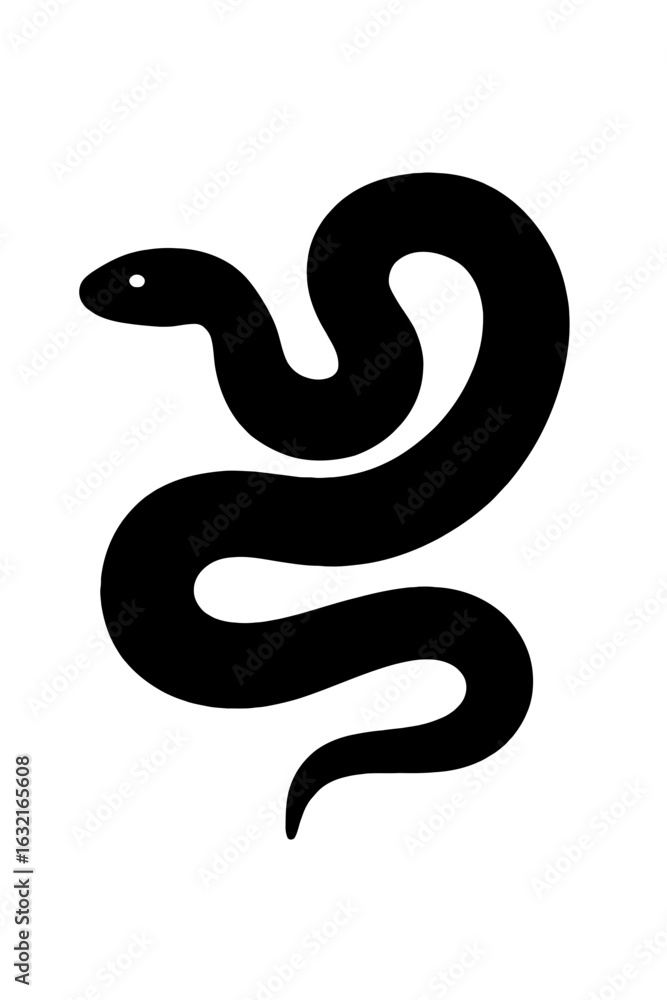 Naklejka premium very simple flat and single minimalist Reticulated Python Silhouettes in black on a white background
