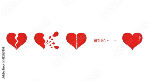 Witness the powerful silhouette journey of a broken heart transforming through healing to become whole again