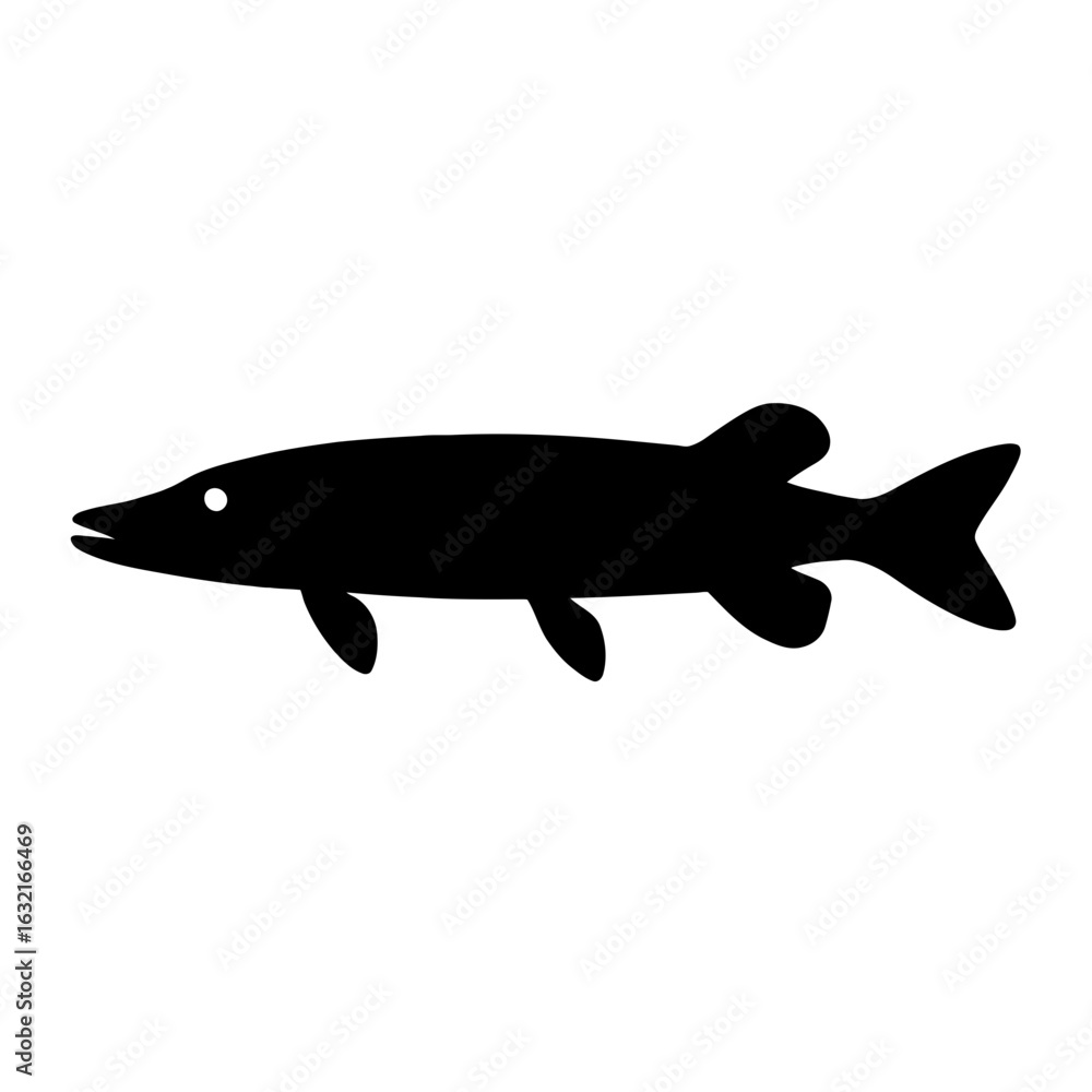 Obraz premium very simple flat and single minimalist Pike Silhouettes in black on a white background