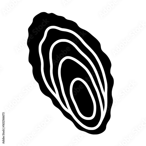 very simple flat and single minimalist Oyster Silhouettes in black on a white background