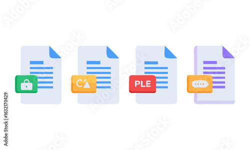 Download  File Formats In Flat Design. Extensions Icons  Vector Illustration. Eps File For Design.