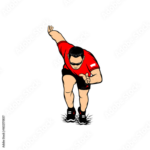 man starts running front view vector illustration