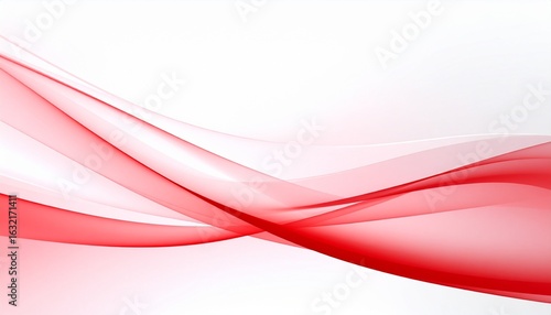 Graceful flowing red transparent waves on a clean white background, a modern abstract vector graphic concept