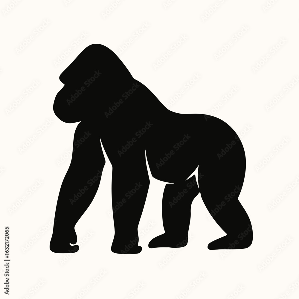 Obraz premium very simple flat and single minimalist Gorilla Silhouettes in black on a white background