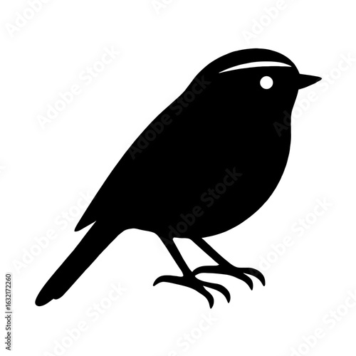 very simple flat and single minimalist Goldencrowned Kinglet Silhouettes in black on a white background