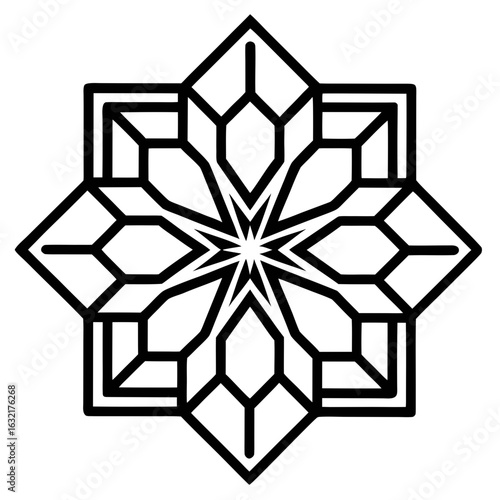 Islamic Geometric Design Coloring Book Page