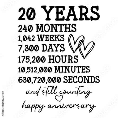 20th Wedding Anniversary SVG