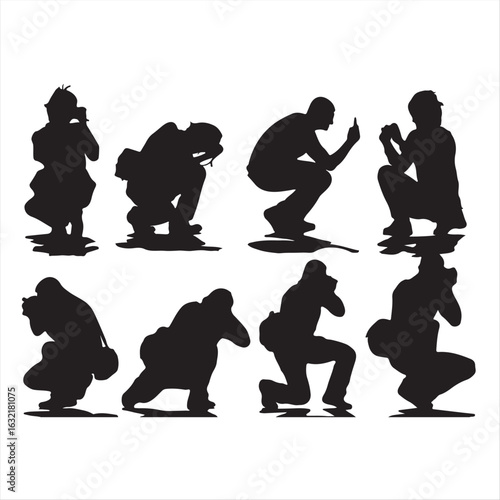 Photo sitting. Image of people with cameras for a walk
