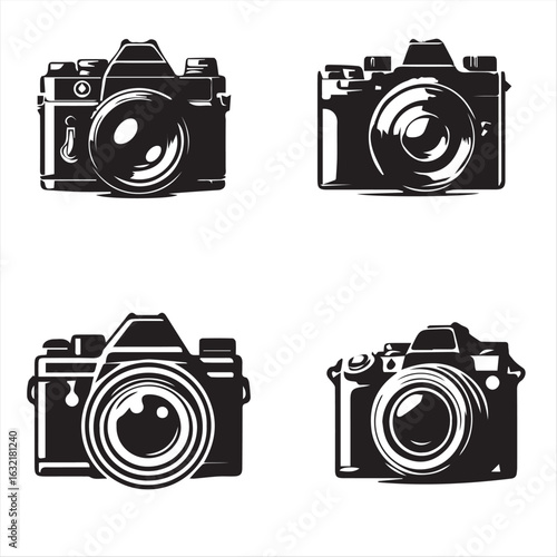Vector silhouette set of camels in various poses and styles
