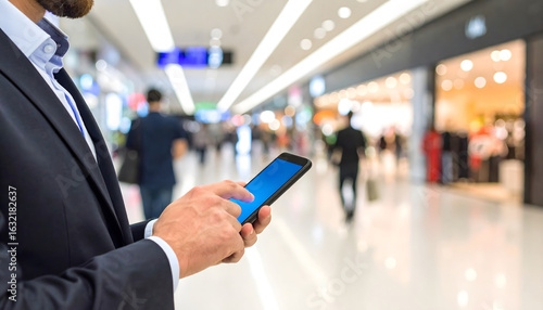 Wallpaper Mural man using smartphone in in the shopping mall Torontodigital.ca