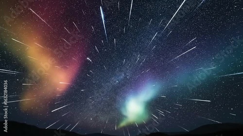 幻想的な空と流星群のイメージ