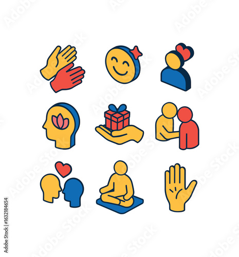 Gratitude Isometric Icons
