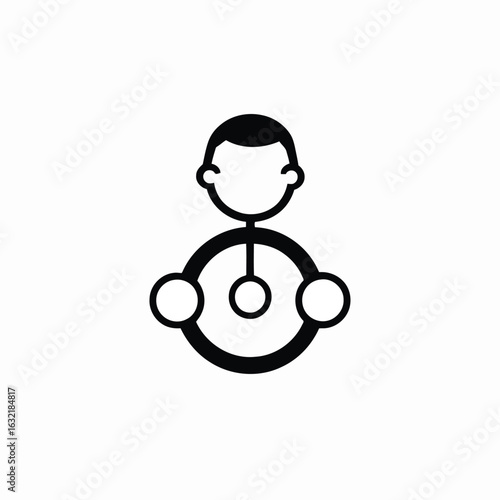 Vector illustration of driver holding a steering wheel isolated on white background