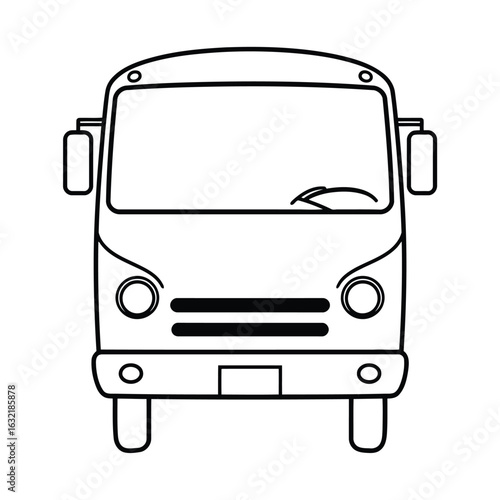 Vector illustration of front view of a bus isolated on white background