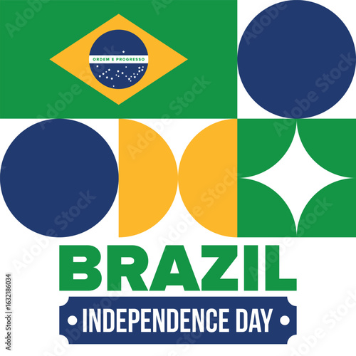Brazil Independence Day. Happy national holiday. Freedom day. Celebrate annual in September 7. Brazil flag. Patriotic brazilian design. Poster, card, banner, template, background. Vector illustration