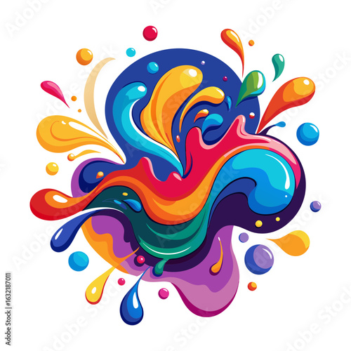 Download Colorful Abstract Fluid Ink Splash Vector Illustration Eps File For Design.