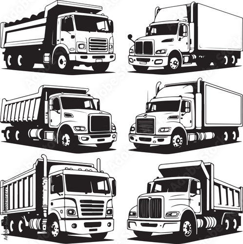 set of trucks vector