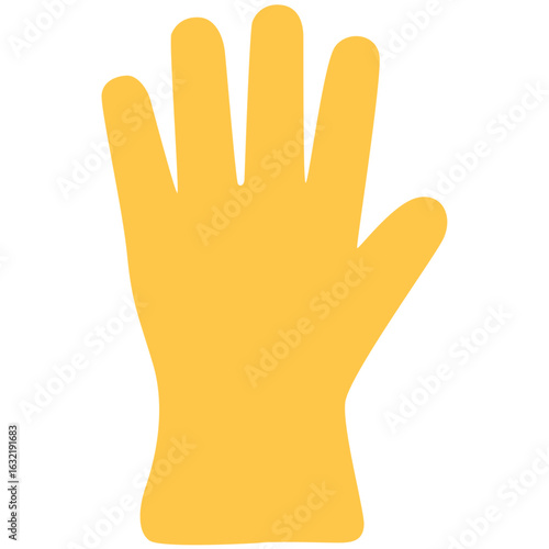Yellow rubber glove illustration used for cleaning, sanitation, or waste handling in environmental or home tasks.