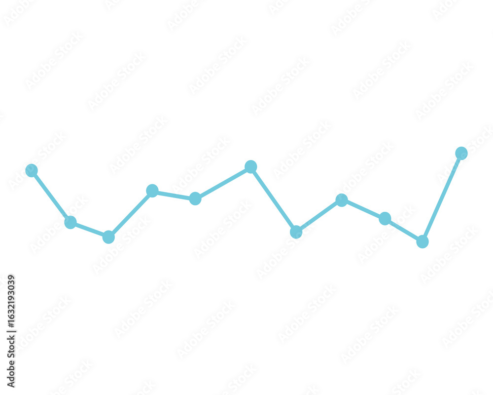 Line chart showing a fluctuating trend isolated on transparent background
