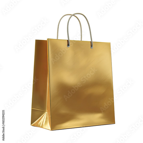 Gold shopping bag, 3D illustration