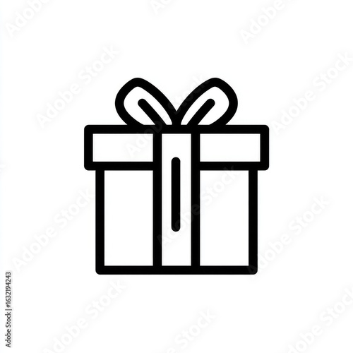 Simple black outline gift box icon (6)