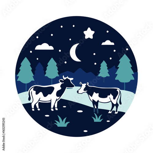 Download Circle Artwork T-Shirt With Cow  Vector Illustration  Eps File For Design.