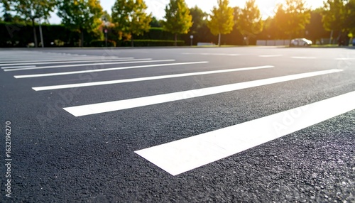 Wallpaper Mural High angle view of white lines on asphalt road marking parking spaces area Torontodigital.ca