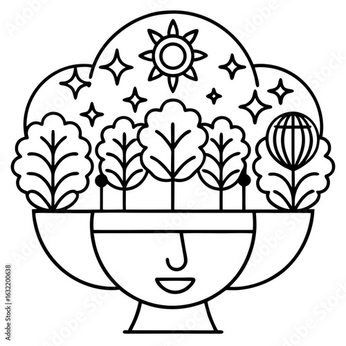 Mind Garden line art vector