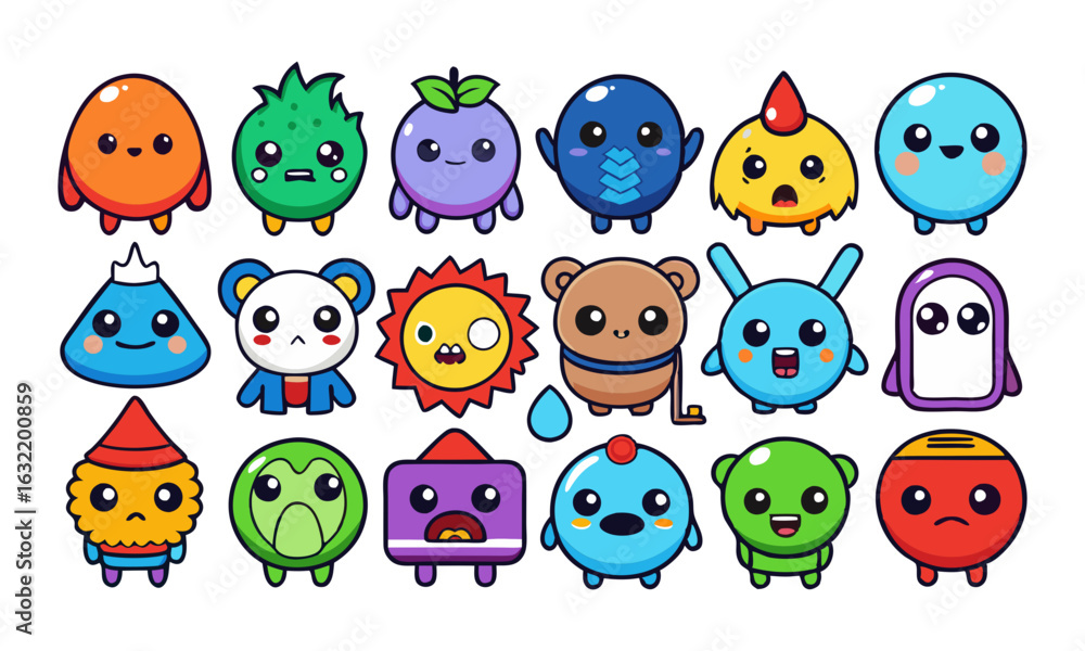 Obraz premium Download Cute Sad Icons Cartoon Style Vector Art Illustration . This Icon Concept Isolated Premium Vector. Flat Cartoon Style Svg File For Design.