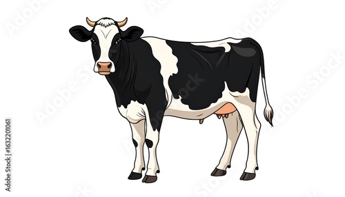 Wallpaper Mural Illustration of a Holstein Friesian cow standing on a white background Torontodigital.ca