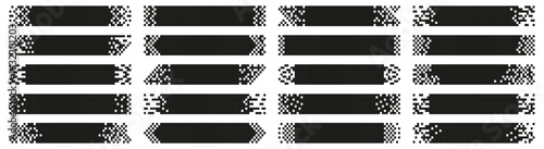 Black horizontal banners with pixel decorations on the edges. Perfect for retro games, streaming or creative titles