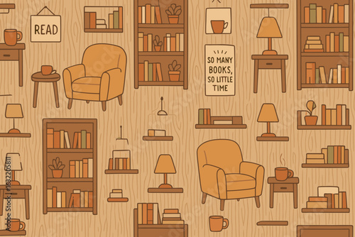 Cozy home library with bookshelves, comfy chair, and warm ambiance for reading enthusiasts and book lovers