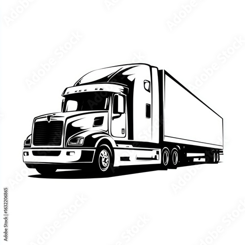 Wallpaper Mural Monochrome illustration of a large semi-truck.  The truck is depicted in a stylized,  bold graphic style,  showing  the cab and trailer.   Torontodigital.ca