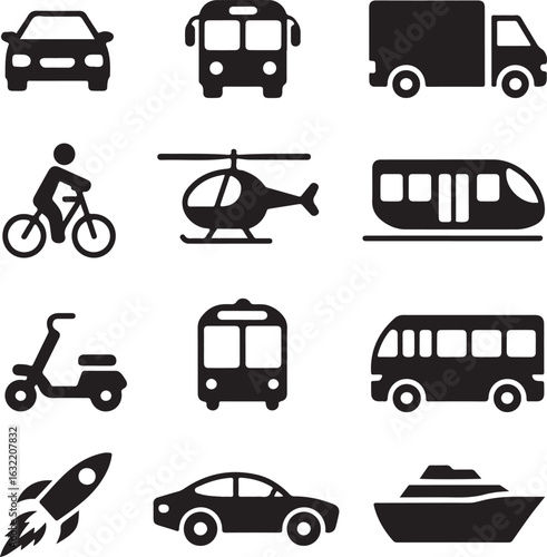 transport icons set
