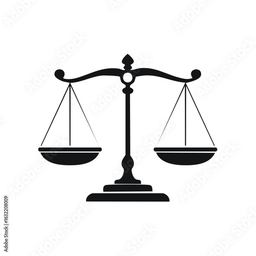 Scales of Justice Silhouette Icon Law Legal System Impartiality Fair Balance Rights and Responsibility Courtroom Decorum
