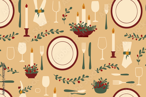 Decorative table setting with floral arrangements and elegant dishware for a festive gathering