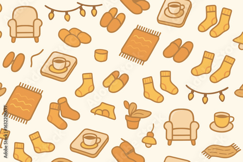 Cozy home decor elements featuring warm tones and comfortable items perfect for autumn vibes