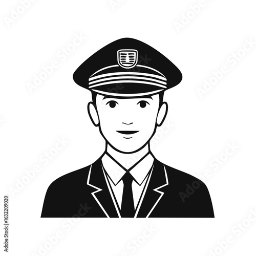 Professional Man in Uniform with Hat and Tie Portrait