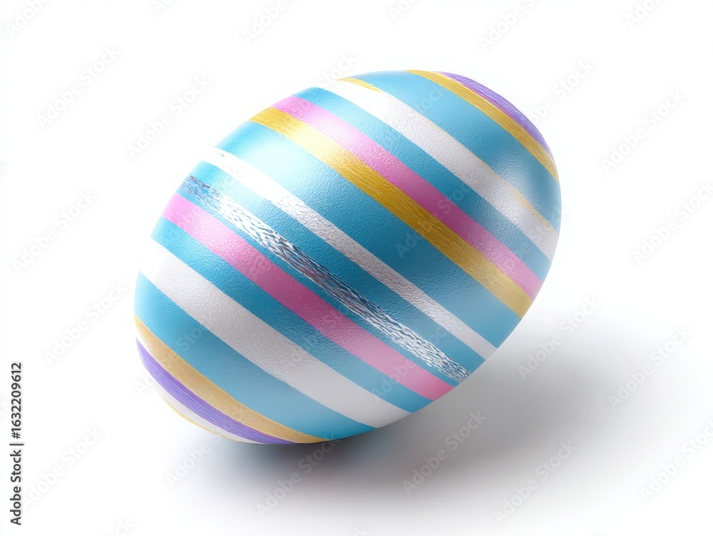 Obraz premium Colorful striped easter egg isolated on white background